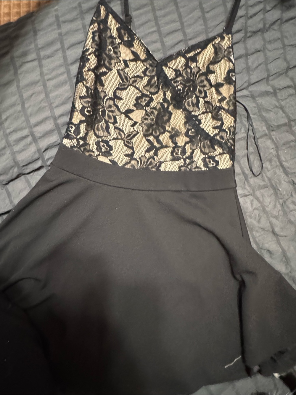 Black Lace Bodice Mini Dress - Fashion Q